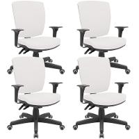 Kit 04 Cadeiras De Escritório Diretor Office Giratória Preto Alta Flexi P03 Vinil Branco - Lyam - 1