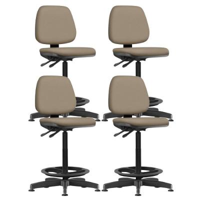 Kit 04 Cadeiras Caixa Alta Giratória Estofada Work F02 Sintético Bege Escuro - Lyam Decor