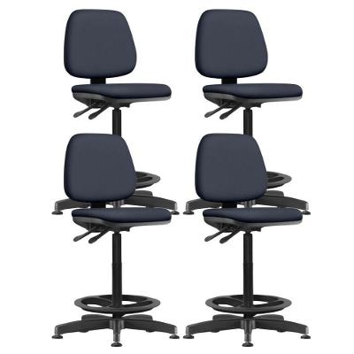 Kit 04 Cadeiras Caixa Alta Giratória Estofada Work F02 Sintético Azul - Lyam Decor