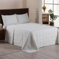 Kit Cobre Leito Colcha Lunar King 3 Peças 400 Fios Matelado Dupla Face - Palha - 100% Poliéster