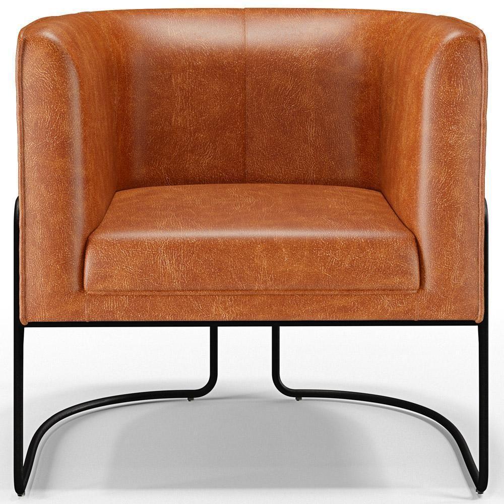 Kit 02 Poltronas Para Sala De Estar Fixa Base Aço Preto Betina D02 Couríssimo Camel - Lyam - 6