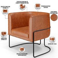 Kit 02 Poltronas Para Sala De Estar Fixa Base Aço Preto Betina D02 Couríssimo Camel - Lyam