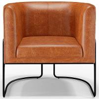 Kit 02 Poltronas Para Sala De Estar Fixa Base Aço Preto Betina D02 Couríssimo Camel - Lyam - 6