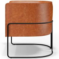 Kit 02 Poltronas Para Sala De Estar Fixa Base Aço Preto Betina D02 Couríssimo Camel - Lyam - 7