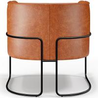 Kit 02 Poltronas Para Sala De Estar Fixa Base Aço Preto Betina D02 Couríssimo Camel - Lyam - 8