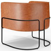 Kit 02 Poltronas Para Sala De Estar Fixa Base Aço Preto Betina D02 Couríssimo Camel - Lyam - 9