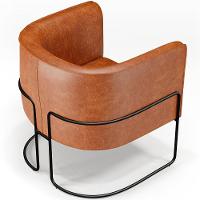 Kit 02 Poltronas Para Sala De Estar Fixa Base Aço Preto Betina D02 Couríssimo Camel - Lyam - 10