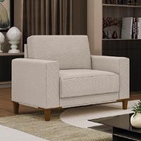 Kit 02 Poltronas Decorativas Sala De Estar Living Pés Madeira Viso M03 Linho Cru - Lyam Decor - 2