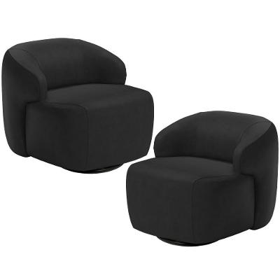 Kit 2 Poltronas Decorativas Giratórias Barolo L06 Couro Sintético Preto Lyam Decor