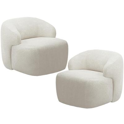Kit 02 Poltronas Decorativa Fixa Orgânica Para Sala Living Barolo L06 Bouclê Off White - Lyam Decor