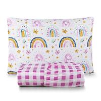 Jogo De Cama Lençol Lutti Solteiro Infantil 200 Fios Estampado 2 Peças Arco íris Rainbow Rosa - 1