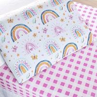 Jogo De Cama Lençol Lutti Solteiro Infantil 200 Fios Estampado 2 Peças Arco íris Rainbow Rosa - 3