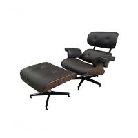 Poltrona De Couro Com Puff Charles Eames Marrom - 1