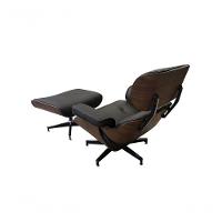 Poltrona De Couro Com Puff Charles Eames Marrom - 2