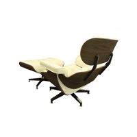 Poltrona De Couro Com Puff Charles Eames Manteiga - 5