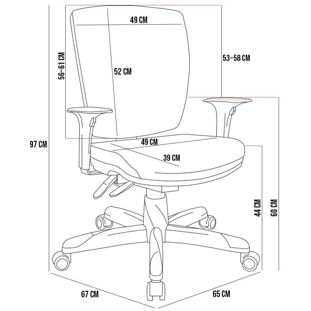 Kit 02 Cadeiras Escritório Diretor Office Giratória Preto Alta Flexi P03 Poliéster Vermelho - Lyam - 5