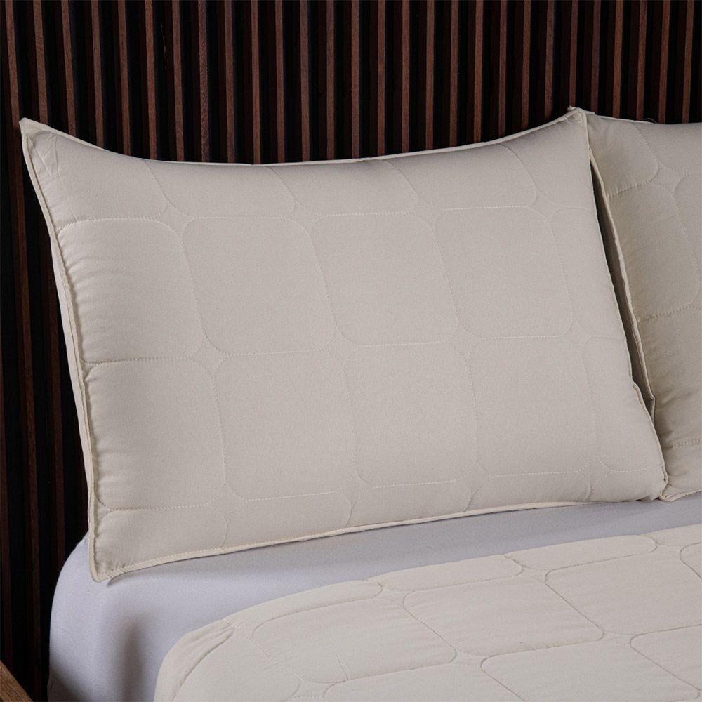 Kit Cobre Leito Colcha Lunar Queen 3 Peças 400 Fios Matelado Dupla Face - Bege - 100% Poliéster - 5