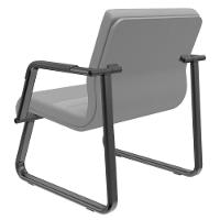 Kit 02 Cadeiras De Escritório Recepção Fixa Pés Preto Lev P03 Vinil Cinza - Lyam Decor - 6