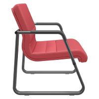 Kit 02 Cadeiras De Escritório Recepção Fixa Pés Preto Lev P03 Vinil Vermelho - Lyam Decor - 5