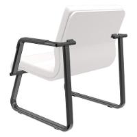 Kit 02 Cadeiras De Escritório Recepção Fixa Pés Preto Lev P03 Vinil Branco - Lyam Decor - 6