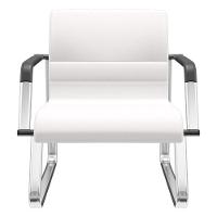 Kit 02 Cadeiras De Escritório Recepção Fixa Pés Cromado Lev P03 Vinil Branco - Lyam Decor - 2