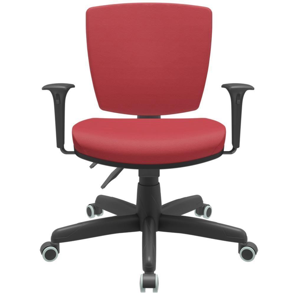 Kit 2 Cadeiras De Escritório Executiva Office Giratória Preto Baixa Flexi P03 Vinil Vermelho - Lyam - 6