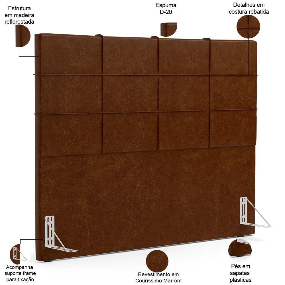 Kit Cabeceira Cama Box Queen 160cm Com Calçadeira Roma W01 Couríssimo Marrom - Lyam - 5