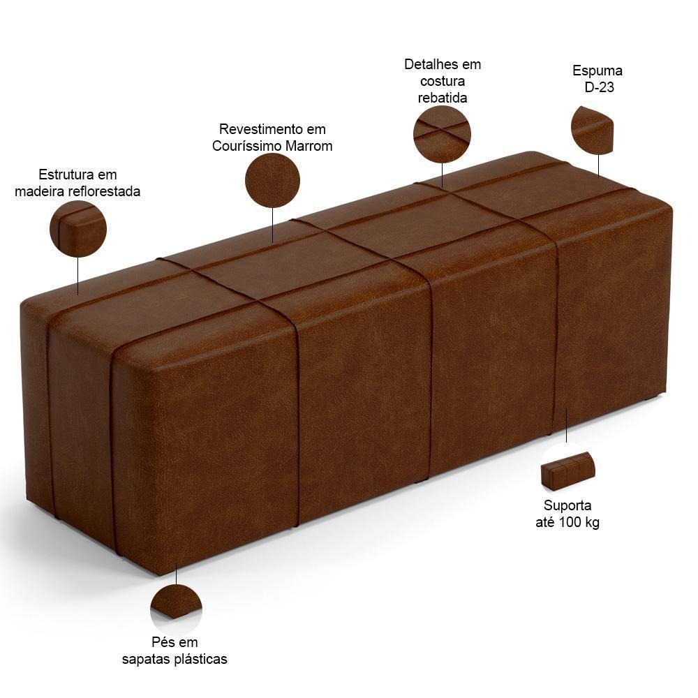 Kit Cabeceira Cama Box Queen 160cm Com Calçadeira Roma W01 Couríssimo Marrom - Lyam - 6