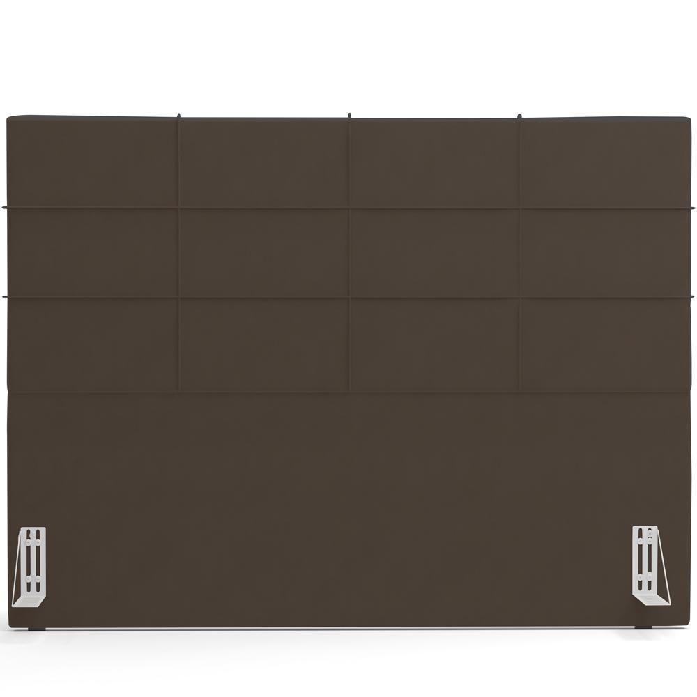 Kit Cabeceira Cama Box King 195cm Com Calçadeira Roma W01 Suede Marrom - Lyam - 9