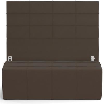 Kit Cabeceira Cama Box King 195cm Com Calçadeira Roma W01 Suede Marrom - Lyam