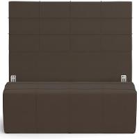 Kit Cabeceira Cama Box King 195cm Com Calçadeira Roma W01 Suede Marrom - Lyam - 1