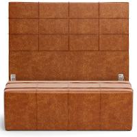 Kit Cabeceira Cama Box Queen 160cm Com Calçadeira Roma W01 Couríssimo Camel - Lyam - 1