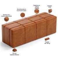 Kit Cabeceira Cama Box Queen 160cm Com Calçadeira Roma W01 Couríssimo Camel - Lyam - 6