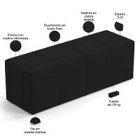 Kit Cabeceira Cama Box Casal 140cm Com Calçadeira Roma W01 Suede Preto - Lyam - 6