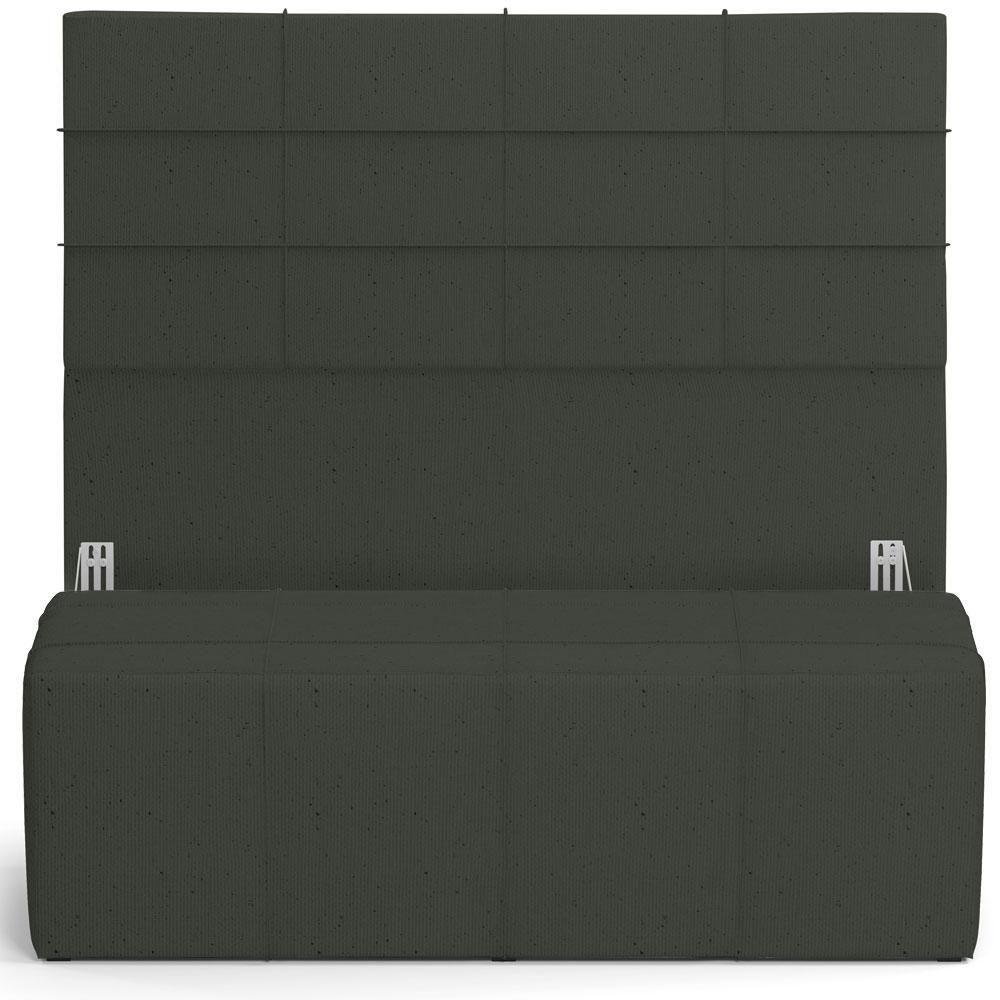 Kit Cabeceira Cama Box King 195cm Com Calçadeira Roma W01 Linho Verde Musgo - Lyam - 1