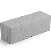 Kit Cabeceira Cama Box Casal 140cm Com Calçadeira Roma W01 Linho Cinza - Lyam - 5