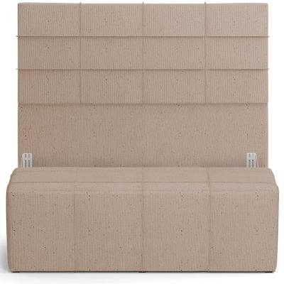 Kit Cabeceira Cama Box King 195cm Com Calçadeira Roma W01 Linho Bege Escuro - Lyam