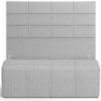 Kit Cabeceira Cama Box King 195cm Com Calçadeira Roma W01 Linho Cinza - Lyam - 1