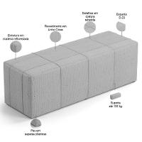 Kit Cabeceira Cama Box King 195cm Com Calçadeira Roma W01 Linho Cinza - Lyam - 6