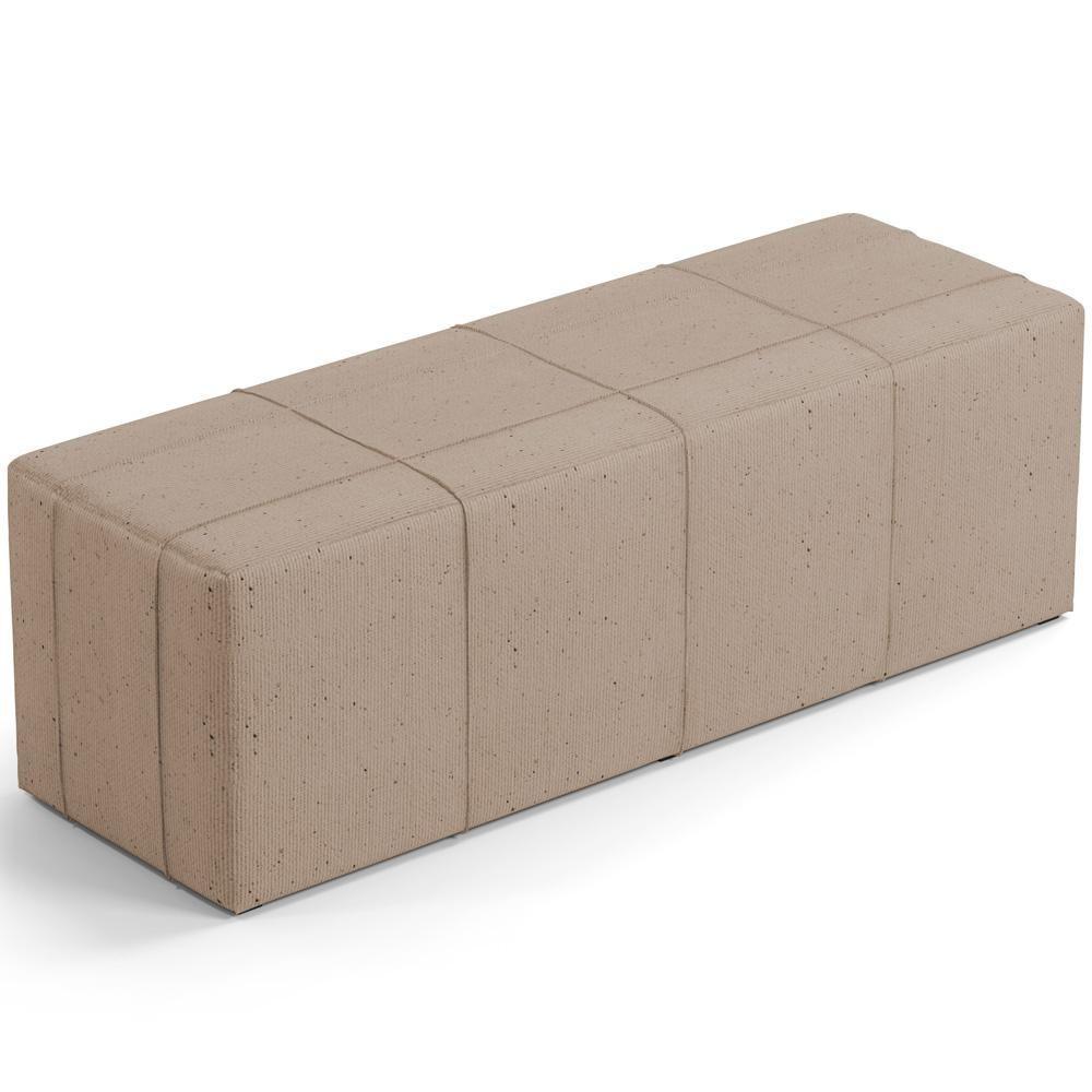 Kit Cabeceira Cama Box Casal 140cm Com Calçadeira Roma W01 Linho Bege Escuro - Lyam - 4