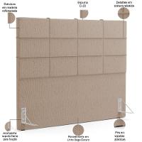 Kit Cabeceira Cama Box Casal 140cm Com Calçadeira Roma W01 Linho Bege Escuro - Lyam - 5