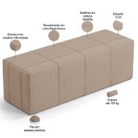 Kit Cabeceira Cama Box Casal 140cm Com Calçadeira Roma W01 Linho Bege Escuro - Lyam - 6