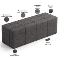 Kit Cabeceira Cama Box King 195cm Com Calçadeira Roma W01 Linho Cinza Escuro - Lyam - 6