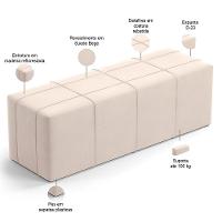 Kit Cabeceira Cama Box Casal 140cm Com Calçadeira Roma W01 Suede Bege - Lyam - 6