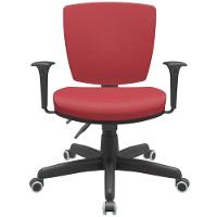 Kit 4 Cadeiras De Escritório Executiva Office Giratória Preto Baixa Flexi P03 Vinil Vermelho - Lyam - 6