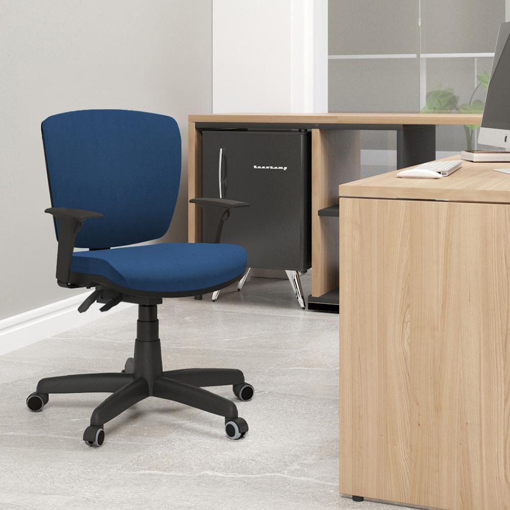 Kit 4 Cadeiras De Escritório Executiva Office Giratória Preto Baixa Flexi P03 Poliéster Azul - Lyam - 2