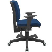 Kit 4 Cadeiras De Escritório Executiva Office Giratória Preto Baixa Flexi P03 Poliéster Azul - Lyam - 7