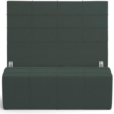 Kit Cabeceira Cama Box Queen 160cm Com Calçadeira Roma W01 Suede Verde Musgo - Lyam