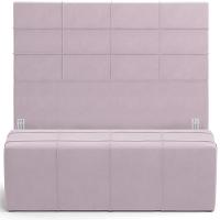 Kit Cabeceira Cama Box Queen 160cm Com Calçadeira Roma W01 Suede Rosê - Lyam - 1