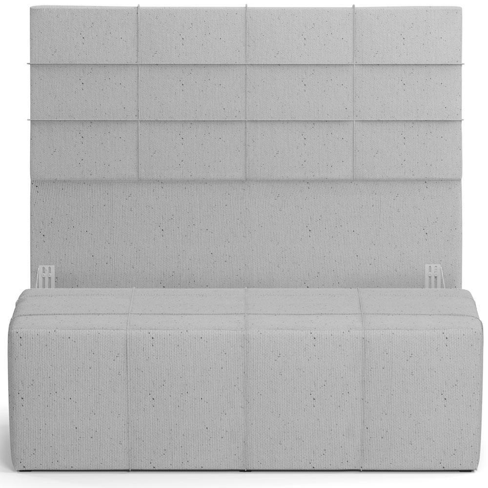 Kit Cabeceira Cama Box Queen 160cm Com Calçadeira Roma W01 Linho Cinza - Lyam - 1